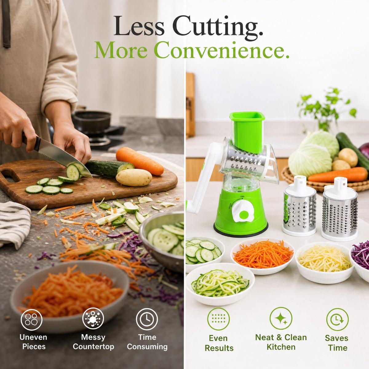 Multifunctional Hand Crank Drum Vegetable Cutter And Kitchen Grater With Interchangeable Blades