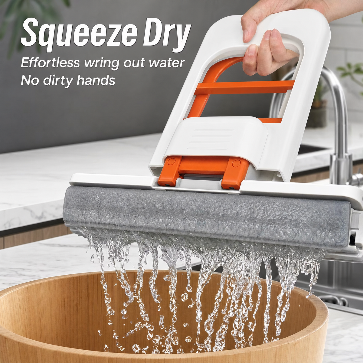 Mini Foldable Mop with Squeeze-Dry Sponge