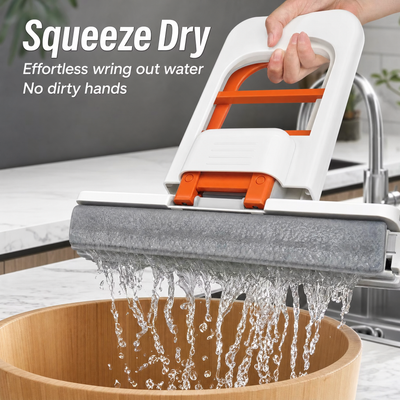 Mini Foldable Mop with Squeeze-Dry Sponge