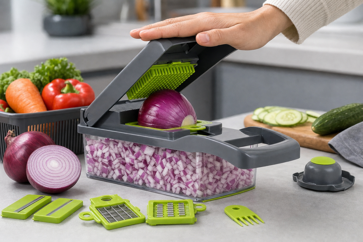 16-in-1 Multi-Functional Vegetable Chopper, Dicer & Slicer with Storage Container