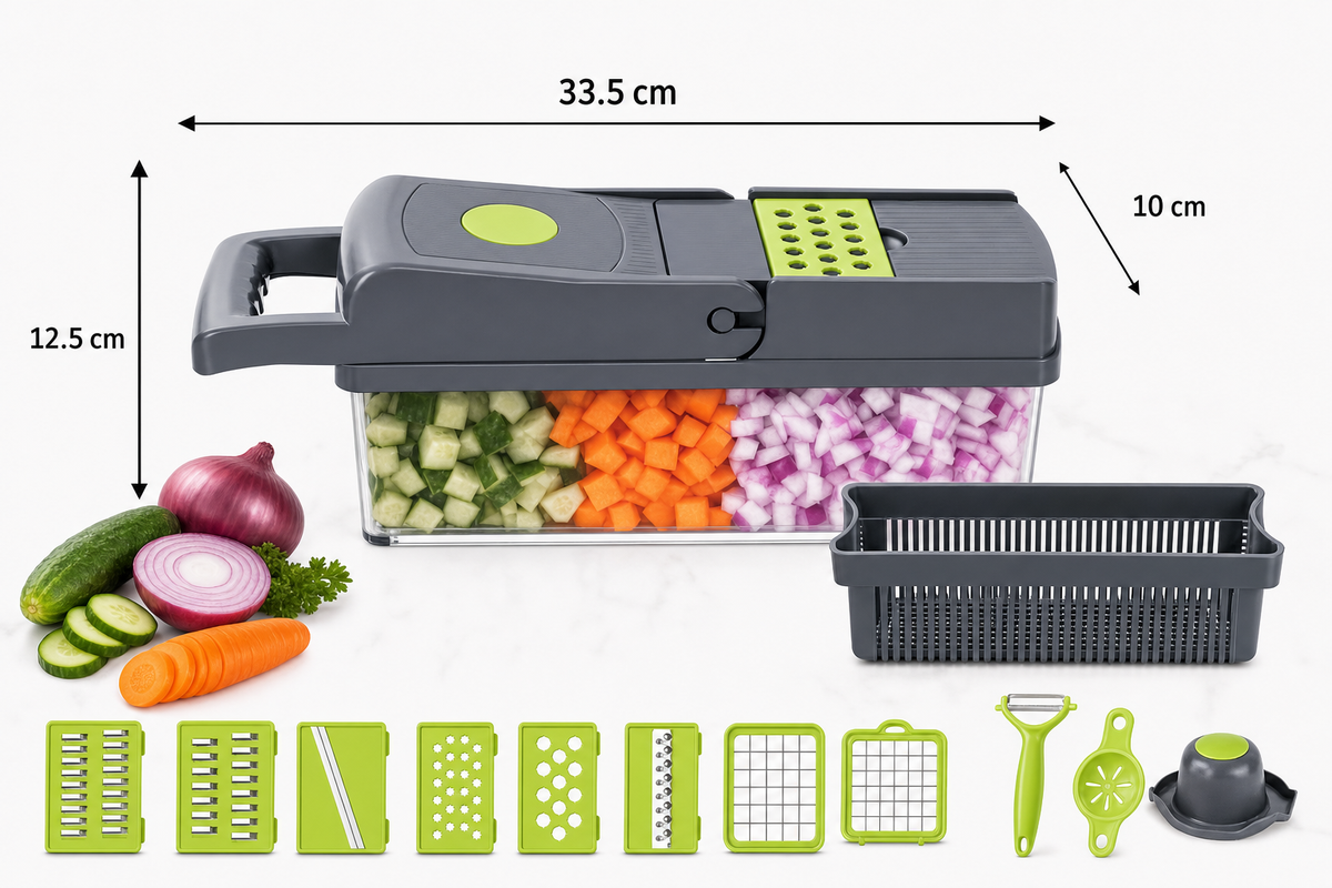 16-in-1 Multi-Functional Vegetable Chopper, Dicer & Slicer with Storage Container