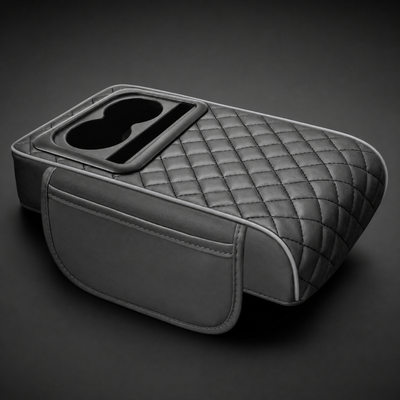Car Armrest Cushion with Cup Holder & Storage Box