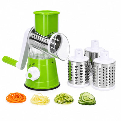 Multifunctional Hand Crank Drum Vegetable Cutter And Kitchen Grater With Interchangeable Blades